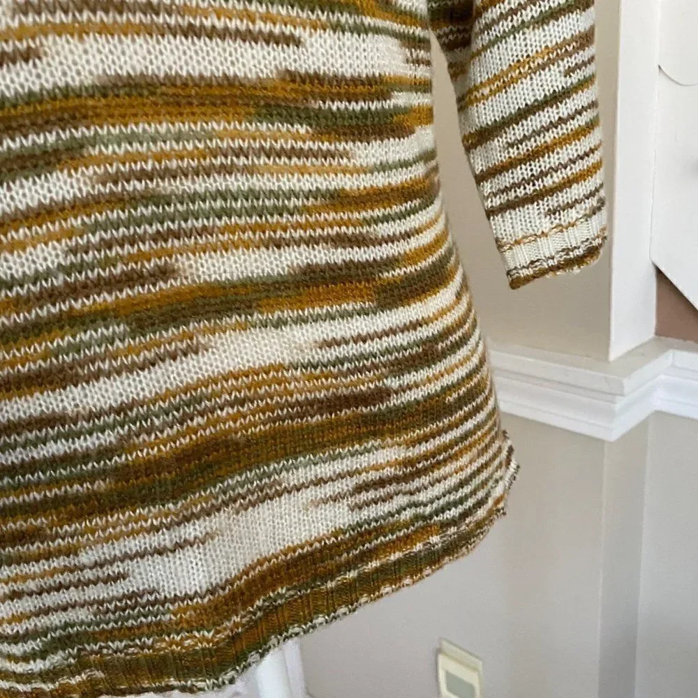 Tulle Antrhopologie Crew Neck Earth Tones Striped Sweater